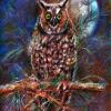 Full Moon Owl - Mixed Media