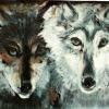Two Wolves - Oils on Metal